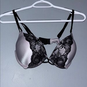 Elegant Black and Gray Lace Bra